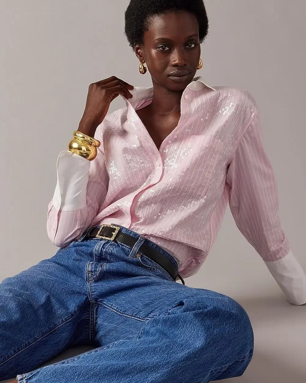 J.Crew Collection Garçon Pink Sequin Button Down Shirt 6